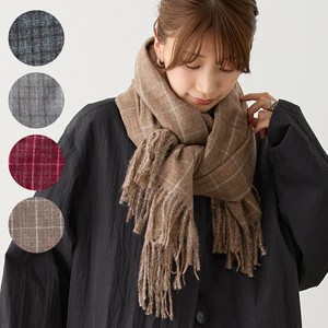 Stole Large Size Scarf Lightweight Check Thin