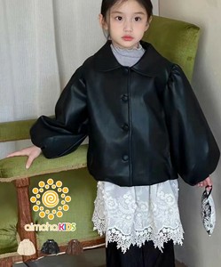 《 aimoha KIDS 》レザージャケット キッズ PU スタジャン アウター 女の子 子供 フェイクレザー バルーン