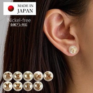 [SD Gathering] Pierced Earringss Pearl Alphabet Earrings Made in Japan