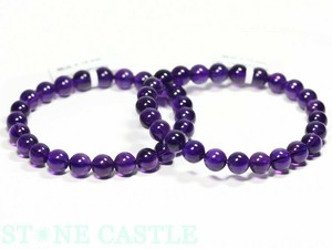 ☆高品質☆【ブレスレット】ウルグアイアメジスト (3A) (約7〜7.5mm) 【天然石 パワーストーン】