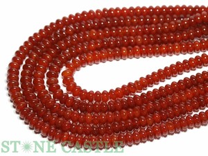 【カットビーズ】レッドメノウ ボタン型(カット無し) 4x8mm 【天然石 パワーストーン】
