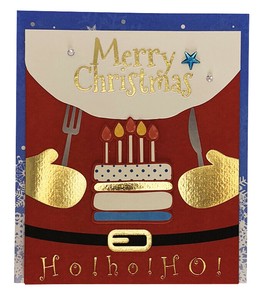 クリスマスハンドメイドカード　クリスマスケーキ ウィズ サンタ 　X42-17574