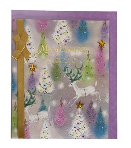 ヴィンテージクリスマスカード 　幻想的なクリスマスの森　X38-22642