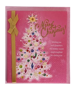 ヴィンテージクリスマスカード 　ハッピークリスマスツリー　X38-22643