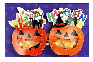 ハロウィンメガネカード　キャッツ＆パンプキン　G24H082717