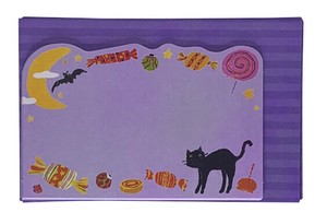 ハロウィンネームカード　キャンディーと黒猫      Q12-081706