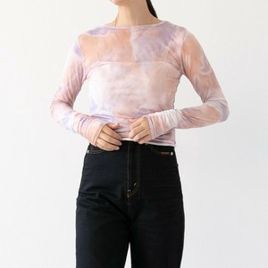 T-shirt Boat Neck Ladies fashion Sheer Mesh
