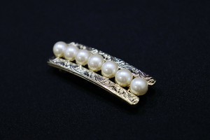 【 帯留め 】 パール 7連　ゴールド (1173-1031-010)