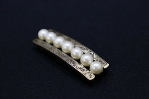 【 帯留め 】 パール 7連　金古美 (1173-1031-030)
