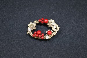 【 帯留め 】 花輪 金古美  (1173-1045-010)