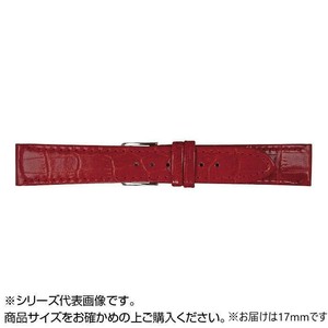 MIMOSA(ミモザ) 時計バンド P型押ワニ 17mm レッド (美錠:銀) CP-R17