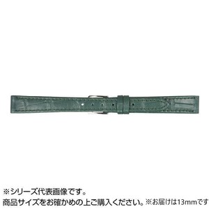 MIMOSA(ミモザ) 時計バンド P型押ワニ 13mm グリーン (美錠:銀) CP-G13