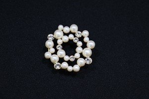 【 帯留め 】 ダブルリング パール ゴールド (1173-1304-010)