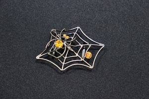 【 帯留め 】 スパイダー 銀古美 オレンジ (1173-1314-020)