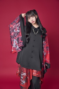 Button Shirt/Blouse "Harajuku Style" Chain Connect Draped Shirt Furisode Kimono Sleeves