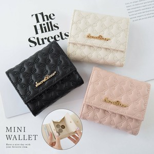 リボンミニ財布 ボックスコイン 三つ折り財布 刺繍 量産 地雷 ロリータ ゴシック