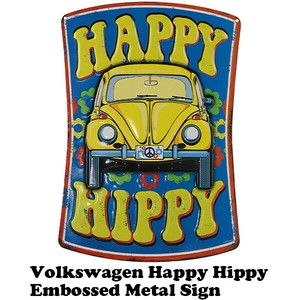 エンボス メタルサイン VOLKSWAGEN HAPPY HIPPY【ワーゲン ブリキ看板】