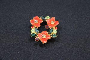 【 帯留め 】 フラワーリース　レッド (1173-1317-010)