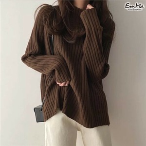 【現品即納50%off】 ボトルネックリブニット セーター ブラウン カジュアル 秋 冬 【2024AW】 ZEH019