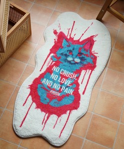 《 HOOK 》ラグ おしゃれ 猫 ネコ カーペット インテリア 室内マット 玄関 猫プリント
