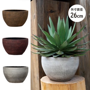 【釉薬陶器／ラスティック／植木鉢】ジャヤ シャロー 26cm