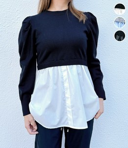 Button Shirt/Blouse Back Ribbon Layered Knit [2024 NEW]