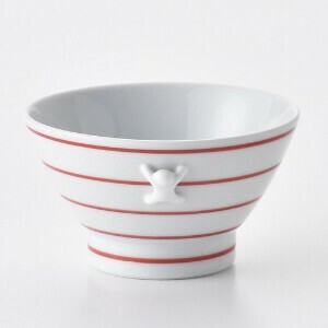 Hasami ware Rice Bowl Red Inbound Border Made in Japan