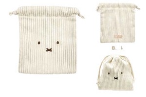 おかおコーデュロイシリーズ　巾着　ミッフィー/MIFFY