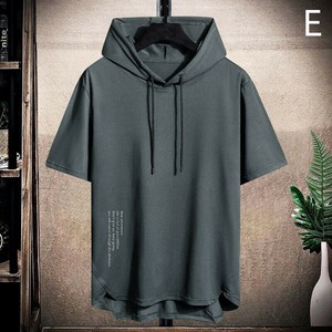 Tシャツ フード付き プルオーバー メンズ ファッション半袖 無地  ゆったり  快適 YEA1386