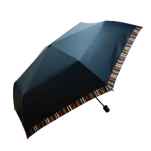 藤田屋 紳士折りたたみ傘 ふちストライプ ブラック M65-1807