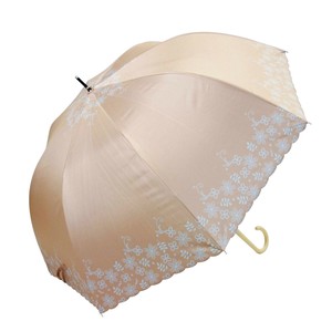 藤田屋 雨晴兼用婦人長傘 60cm 刺繍レース風 オレンジ UJ-2461(FT)