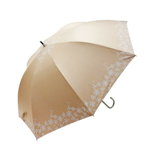 藤田屋 雨晴兼用婦人長傘 58cm 刺繍レース風 オレンジ UB-2461(FT)