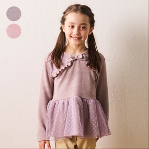 Kids' 3/4 Sleeve T-shirt Long T-shirt Dot Tulle Peplum