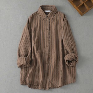 シャツ レジャー 長袖 ストライプ  ゆったり  快適 レディースファッション  YEA1409