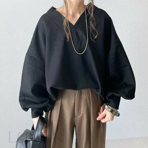 Tシャツ Vネック コウモリ 袖  無地  ゆったり  快適  レディース ファッション   YEA1415