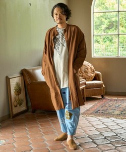 Cardigan Band Collar Cotton