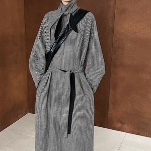 u25665 レディース ロングワンピース 長袖 ゆったり チェック 2024秋新作
