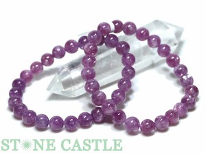 ☆高品質☆【ブレスレット】レッドパープルレピドライト (約8〜8.5mm) 【天然石 パワーストーン】