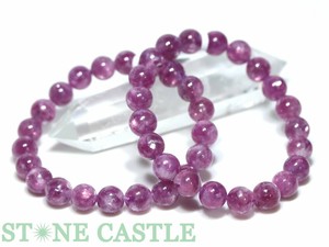 ☆高品質☆【ブレスレット】レッドパープルレピドライト (約9〜9.5mm) 【天然石 パワーストーン】