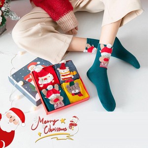 Socks Christmas Santa Claus Reindeer Snowman Socks Ladies' Dog 4-pairs Autumn/Winter