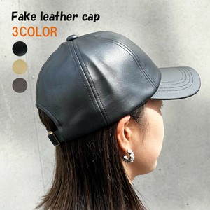フェイクレザー キャップ PU 無地 深め 帽子 メンズ レディース