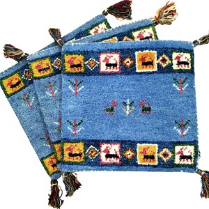 ギャッベ　チェアパッド　約40x40cm　ウール　シートクッション　マット　座布団　ギャベ