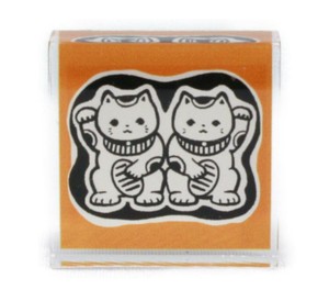 とみこはん アクリルスタンプ ダブルまねき猫 tomik-clear2