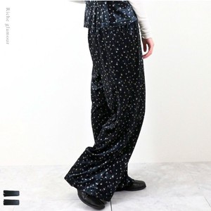 Full-Length Pant Small Floral Pattern Velour