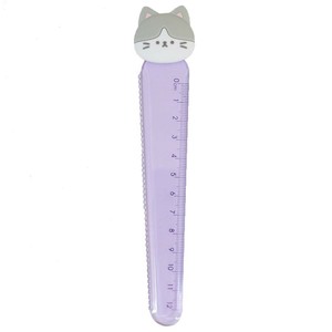 【定規】ラバーマスコット付き定規 12cm ねこ