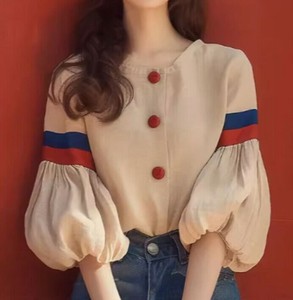 Button Shirt/Blouse Ladies fashion Short Sleeve