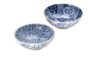 bloom 美濃焼 染付絵変り　ペア麺鉢 89732
