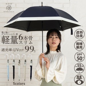 雨晴兼用無地切継ぎ長傘【UVカット・UPF50+・晴雨兼用・紫外線・遮光・軽量】