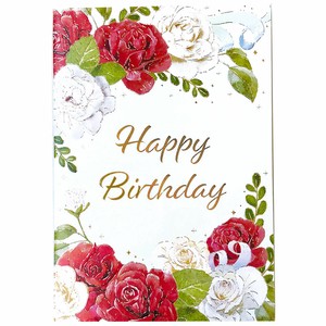 ポップアップカード　誕生日　赤バラ