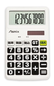 アスカ ビジネス電卓 ポケット フラットタイプ ホワイト C1019W